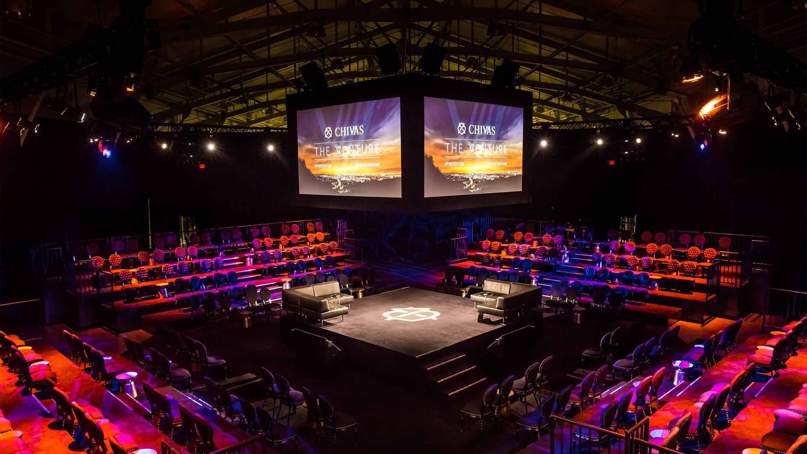 Chivas: The Venture stage with screens and audience seating