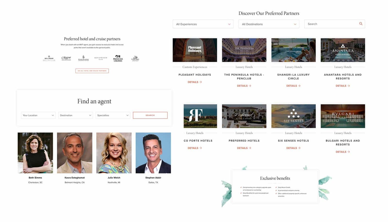 Montecito Village Travel website page designs