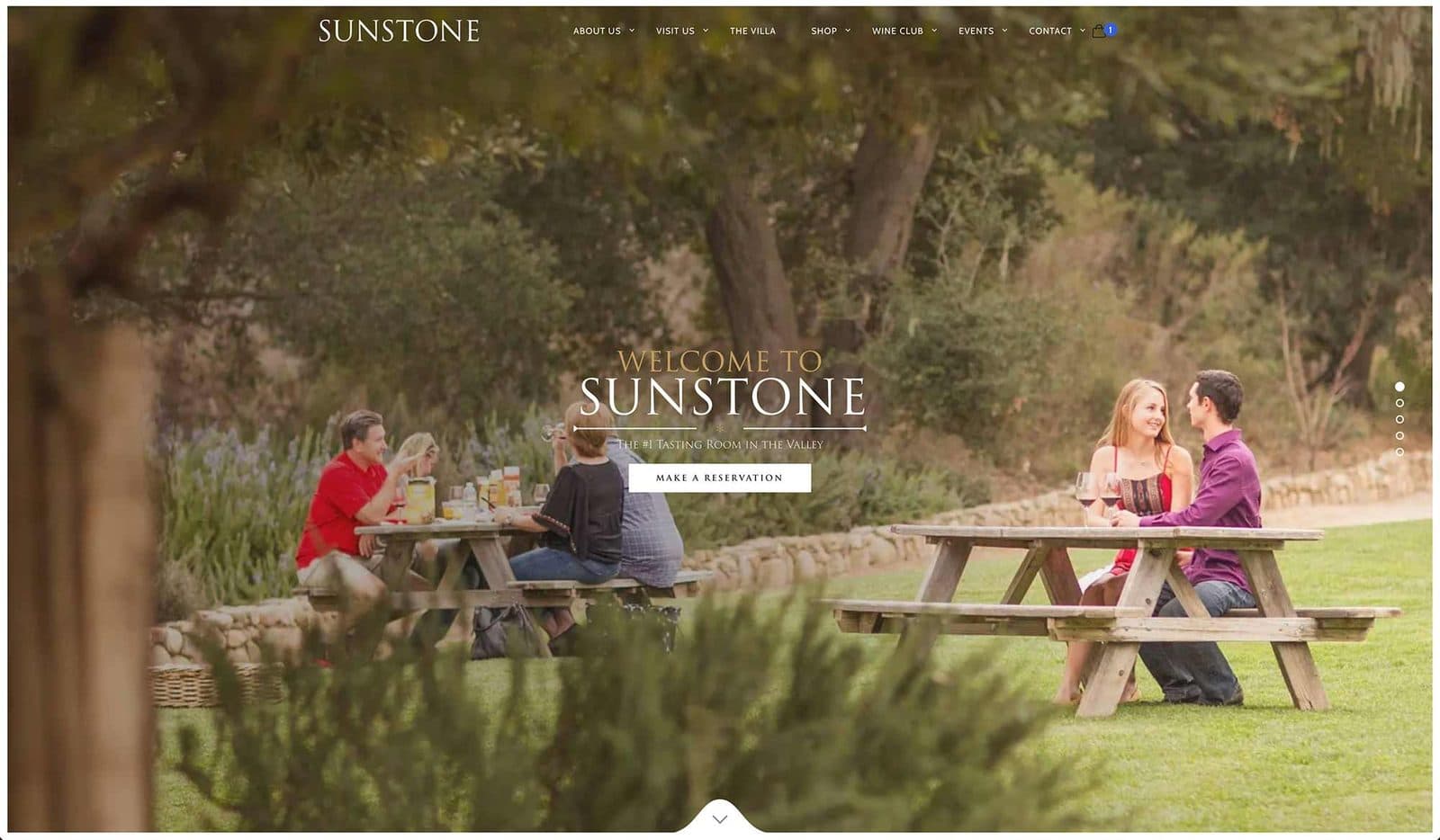 Sunstone Winery website homepage