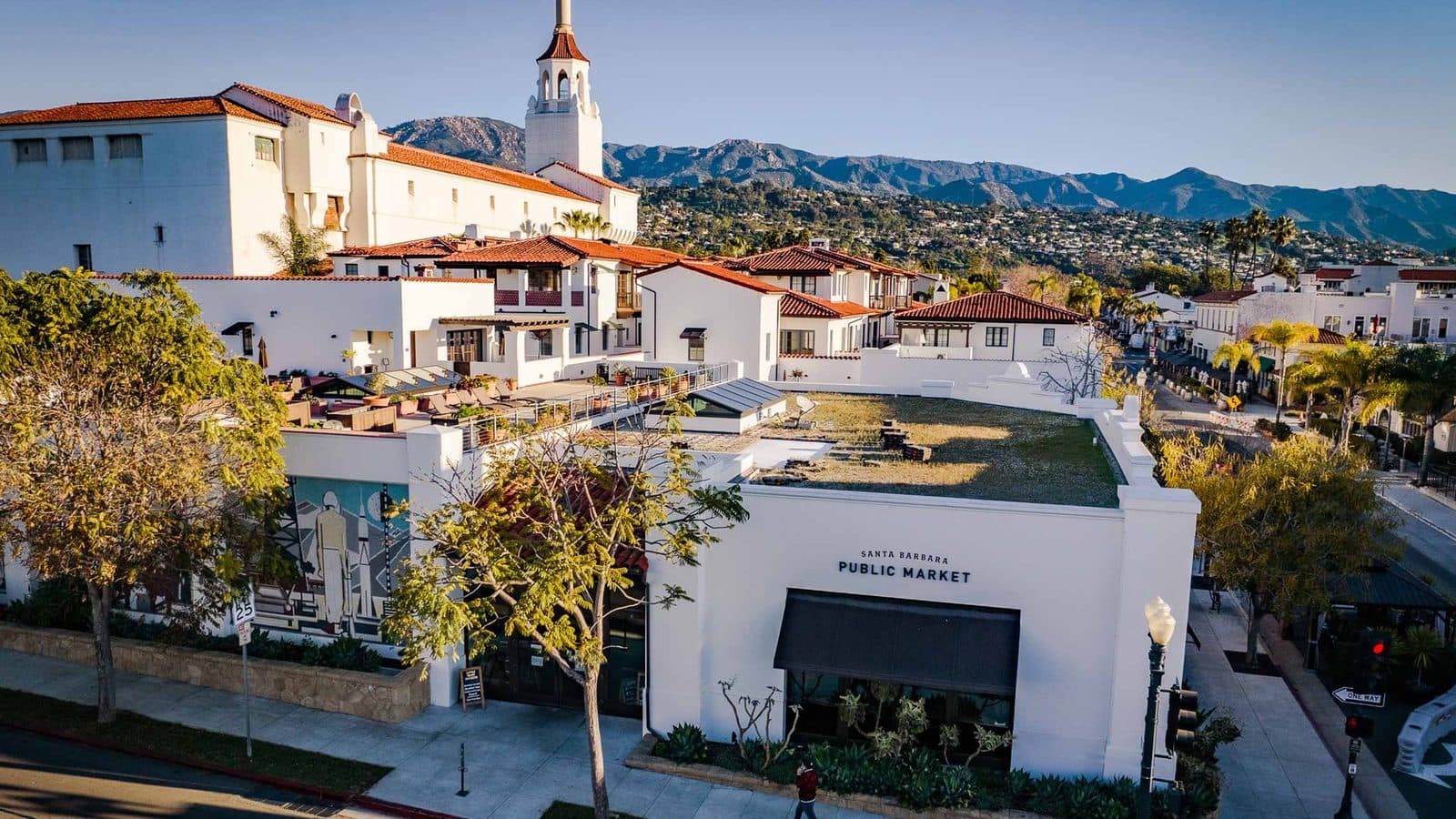Santa Barbara Public Market building from above